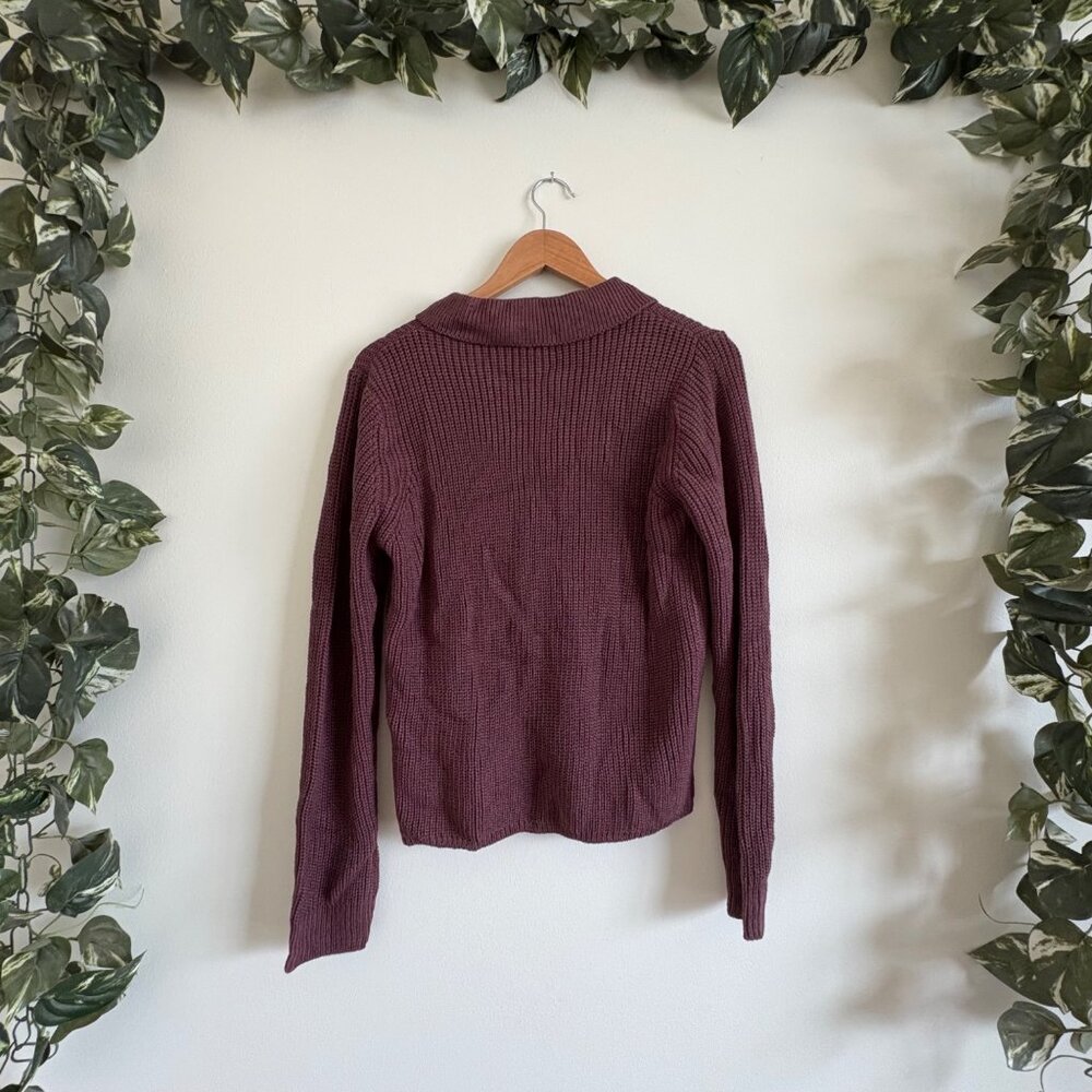 Shein Cable Knit Front Button Pullover Collared S… - image 2